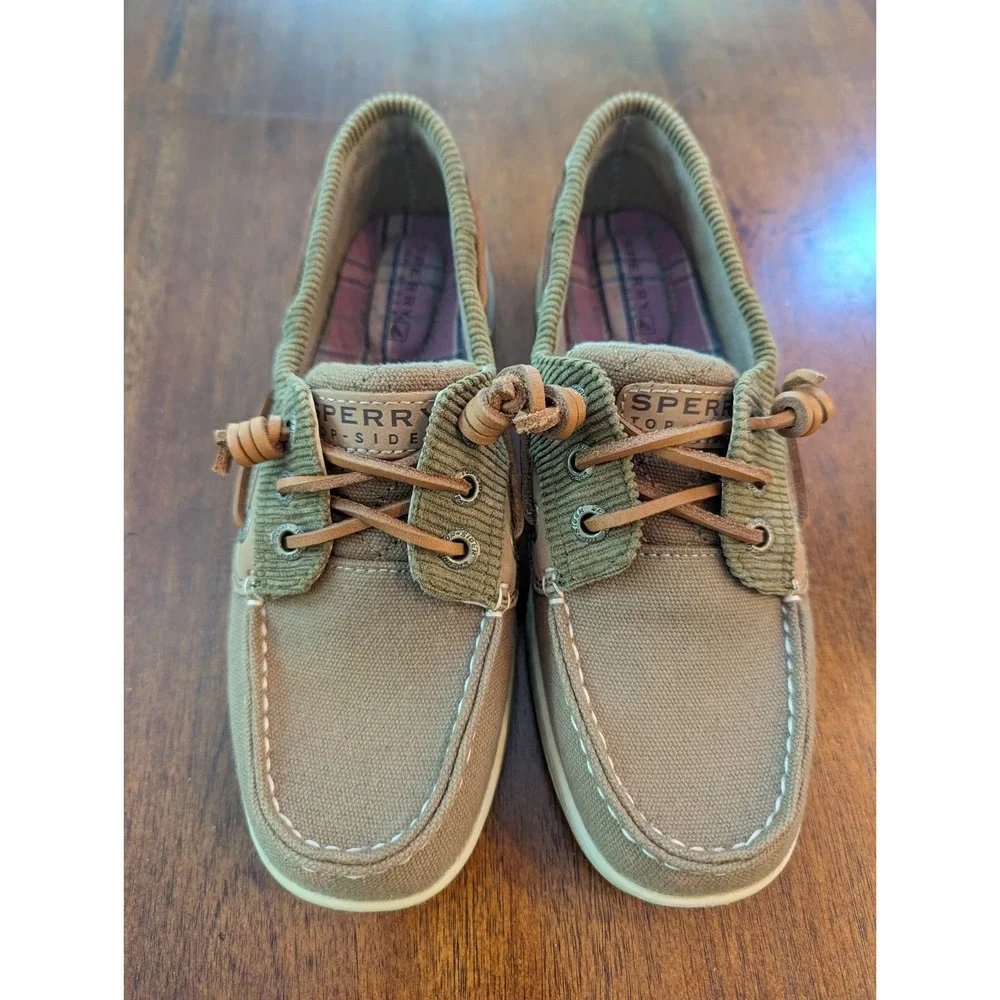 Sperry Top Sider Shoes Womens 5 M Boat Corduroy Brown Canvas Low Top STS90251